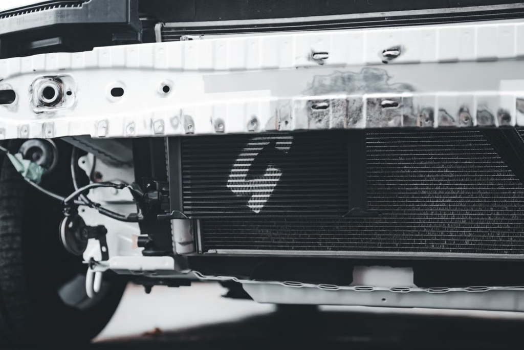DIY Car Maintenance: Exposed car radiator.