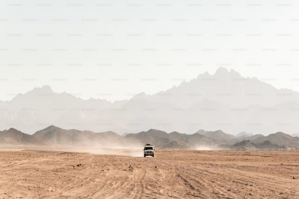 How often should you service your car: 4WD on a dusty desert track.